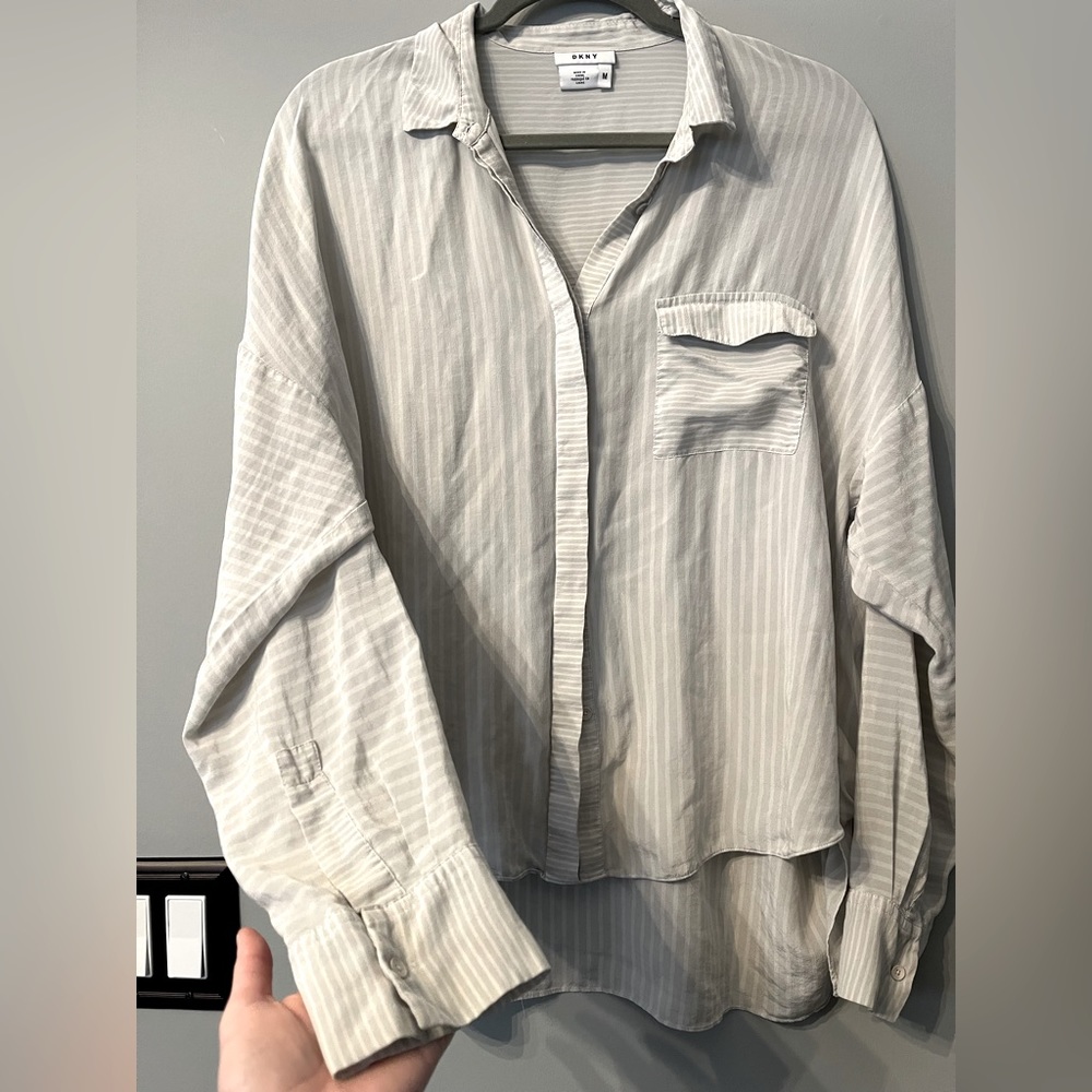 100% SILK OVERSIZED BUTTON DOWN BLOUSE